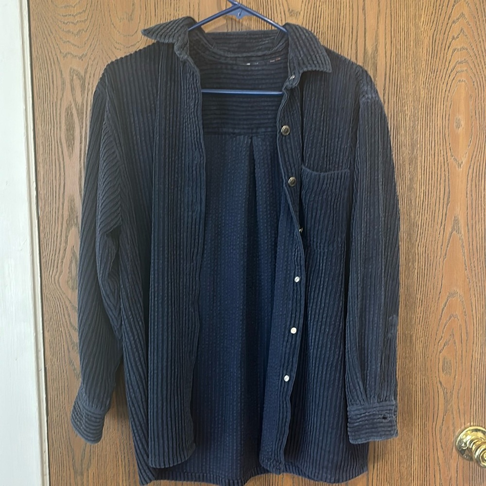 Oversized navy blue corduroy jacket